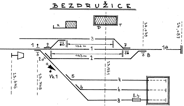 Schéma stanice Bezdružice na počátku 21. století.