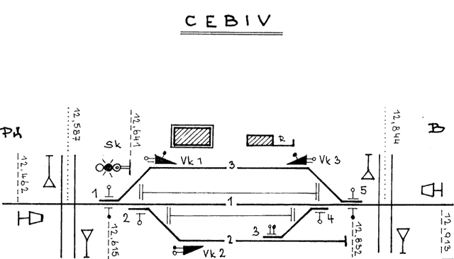 Schéma stanice Cebiv ze starých služebních materiálů.